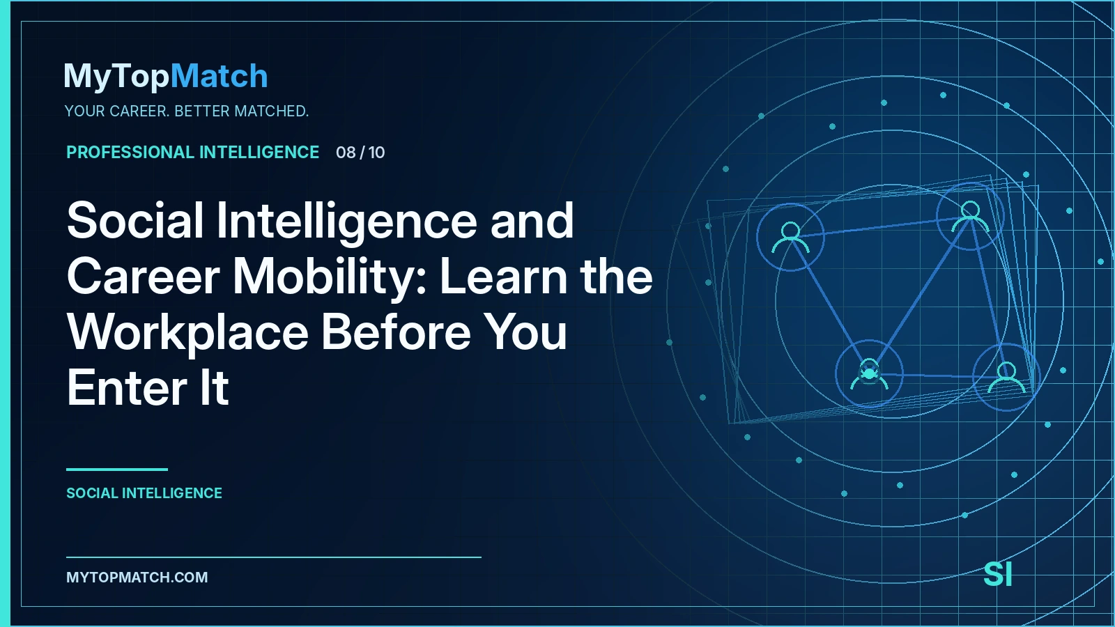 Social Intelligence article visual: connected relationship circles and bridging paths. Decorative illustration, no participant data.