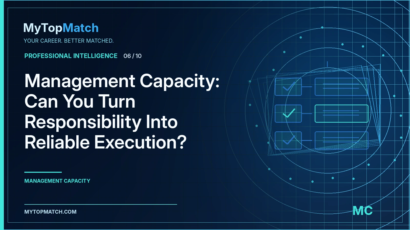 Management Capacity article visual: operational planning and execution workflow diagram. Decorative illustration, no participant data.
