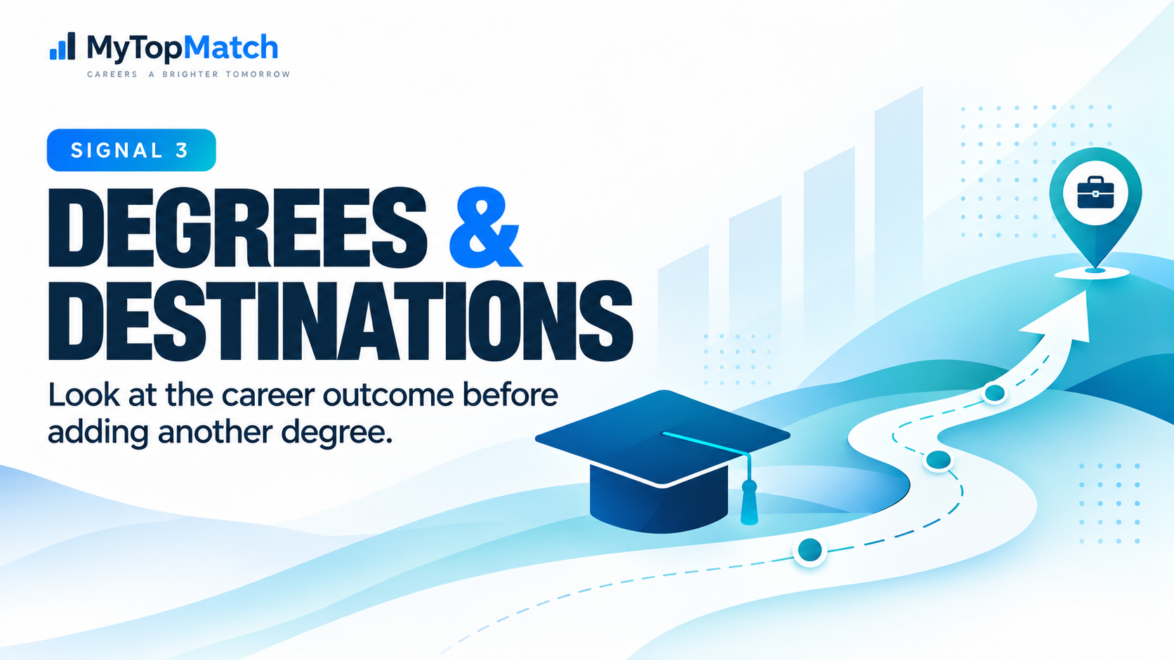 Signal 3: Degrees and Destinations. Look at the career outcome before adding another degree.