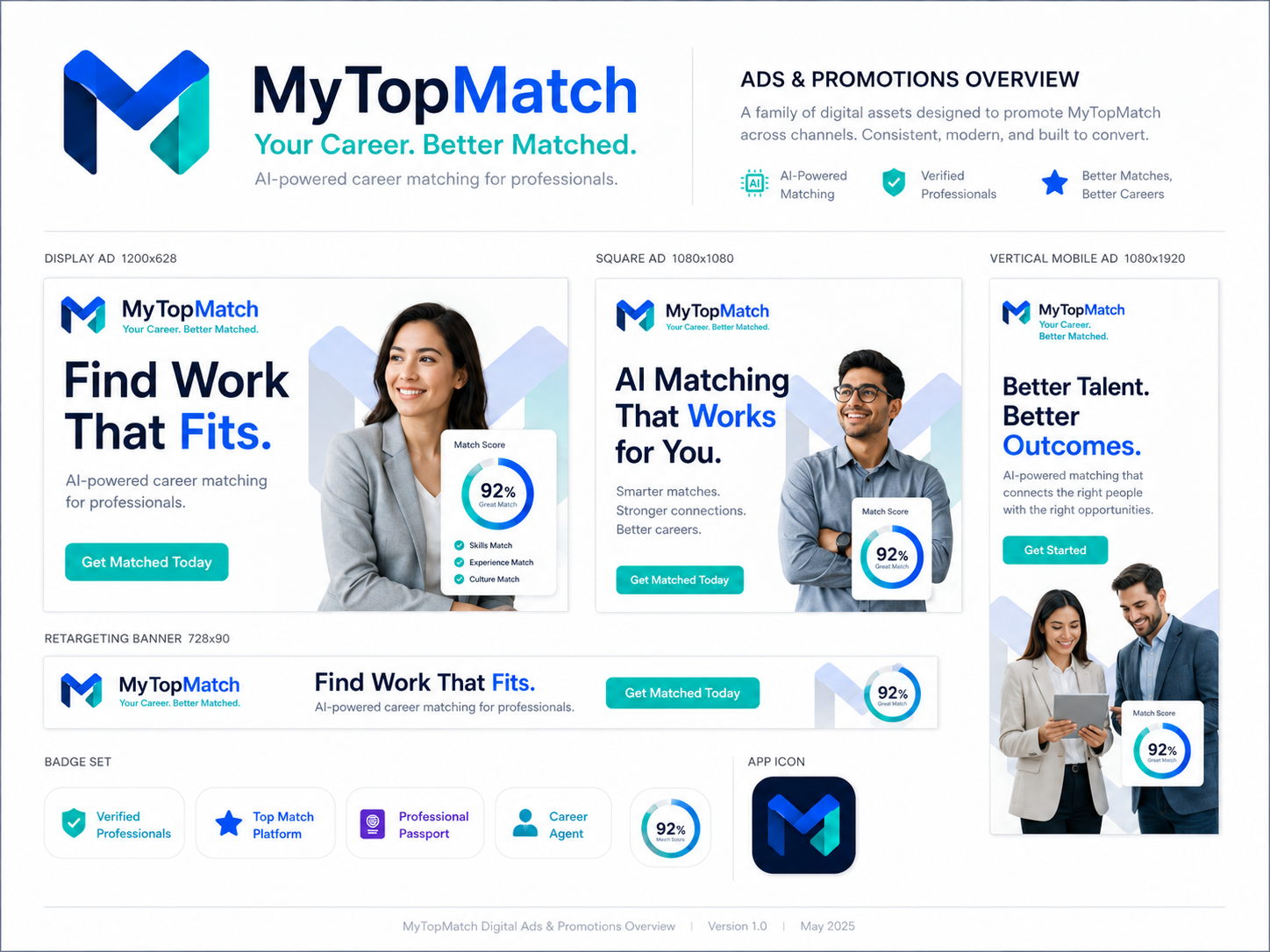 MyTopMatch advertising, badge, banner, and promotion concepts