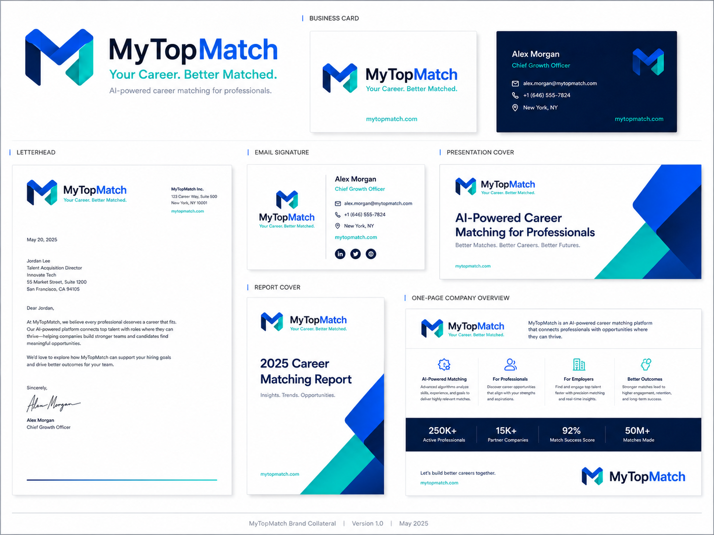 MyTopMatch stationery, presentation, report, and company-overview concepts