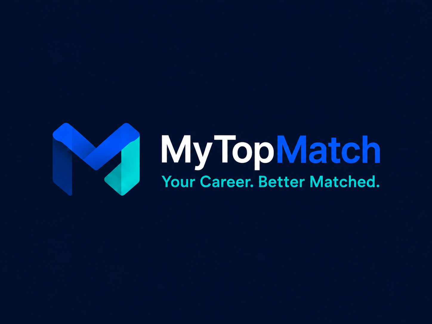 Full-color MyTopMatch logo and tagline on navy