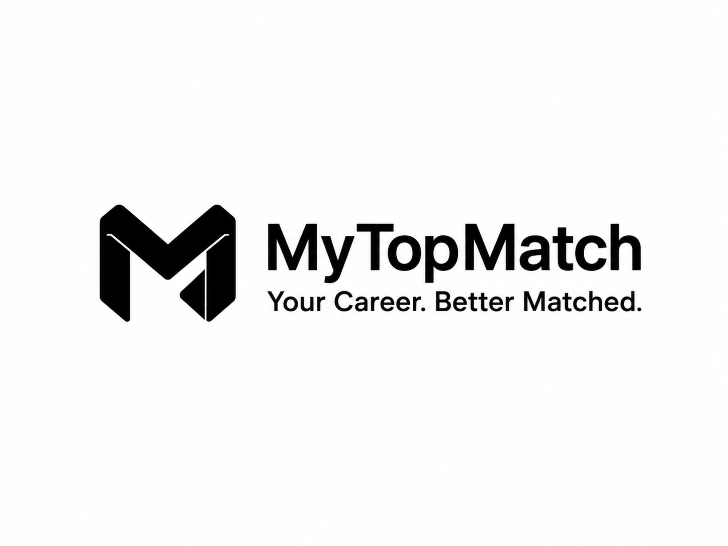 Black monochrome MyTopMatch logo and tagline
