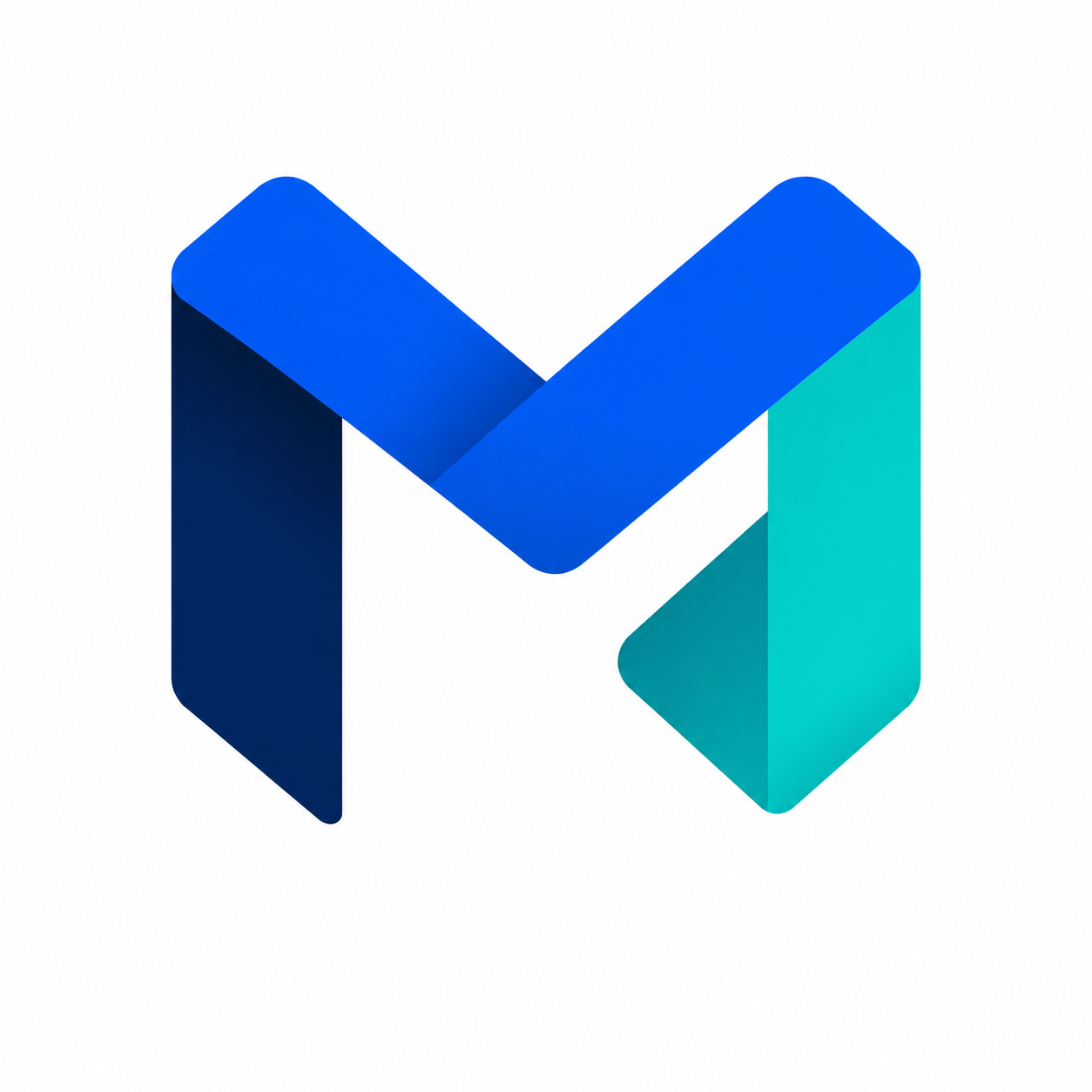 Standalone blue, navy, and teal MyTopMatch M mark
