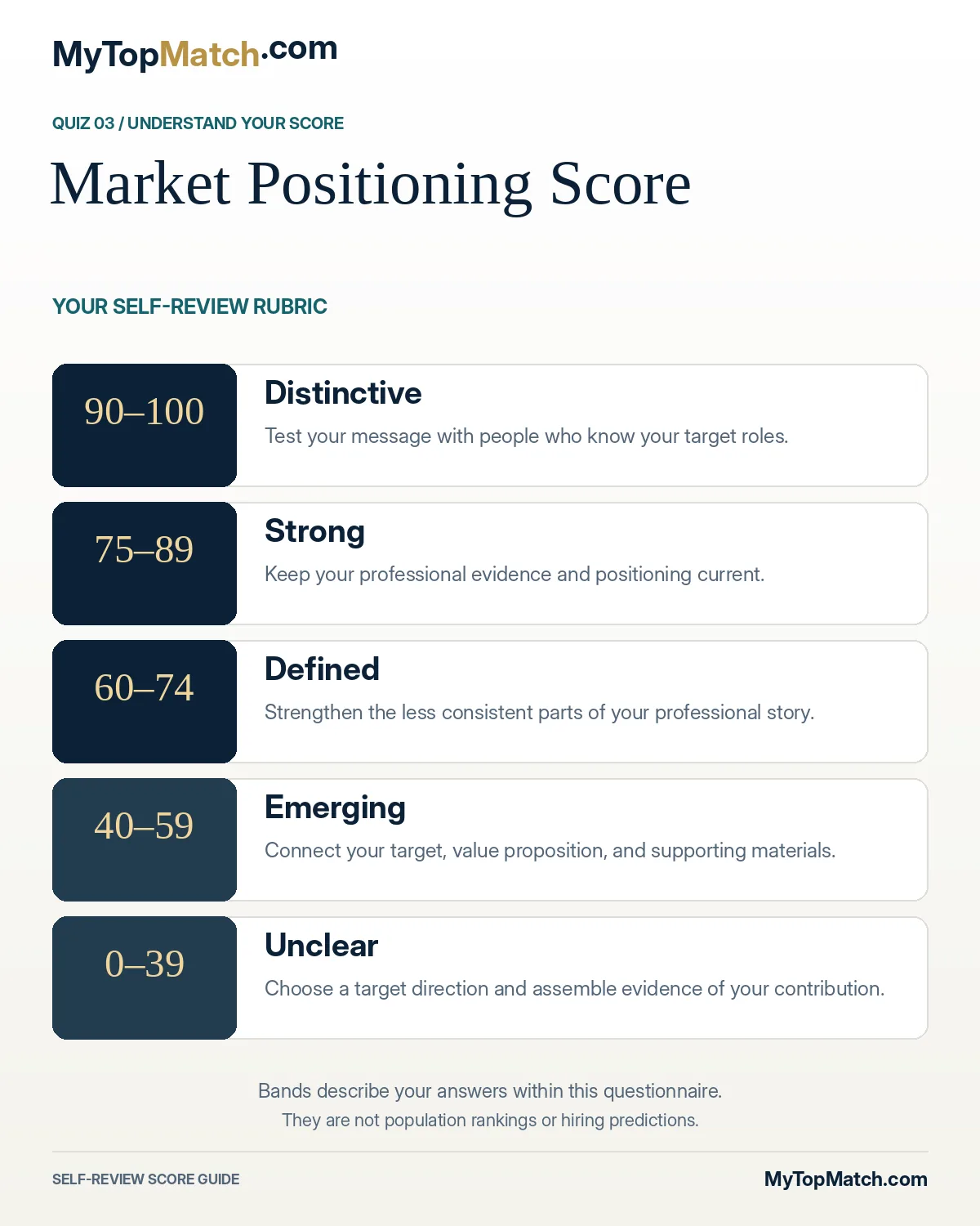 Market Positioning Score band guide